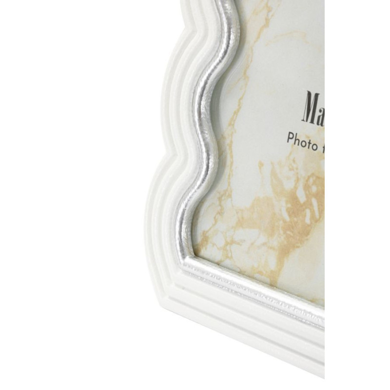 Cadre photo moderne ondulé pour photo 15x20 Résine Argenté Blanc Curty 