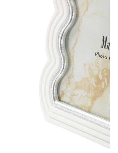 Cadre photo moderne ondulé pour photo 15x20 Résine Argenté Blanc Curty 