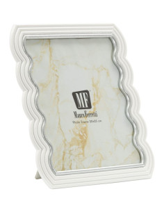 Grand Cadre photo moderne ondulé pour photo 20x25 Résine Argenté Blanc Curty 