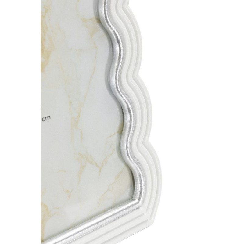 Grand Cadre photo moderne ondulé pour photo 20x25 Résine Argenté Blanc Curty 