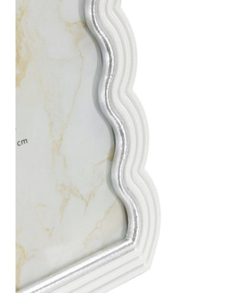 Grand Cadre photo moderne ondulé pour photo 20x25 Résine Argenté Blanc Curty 