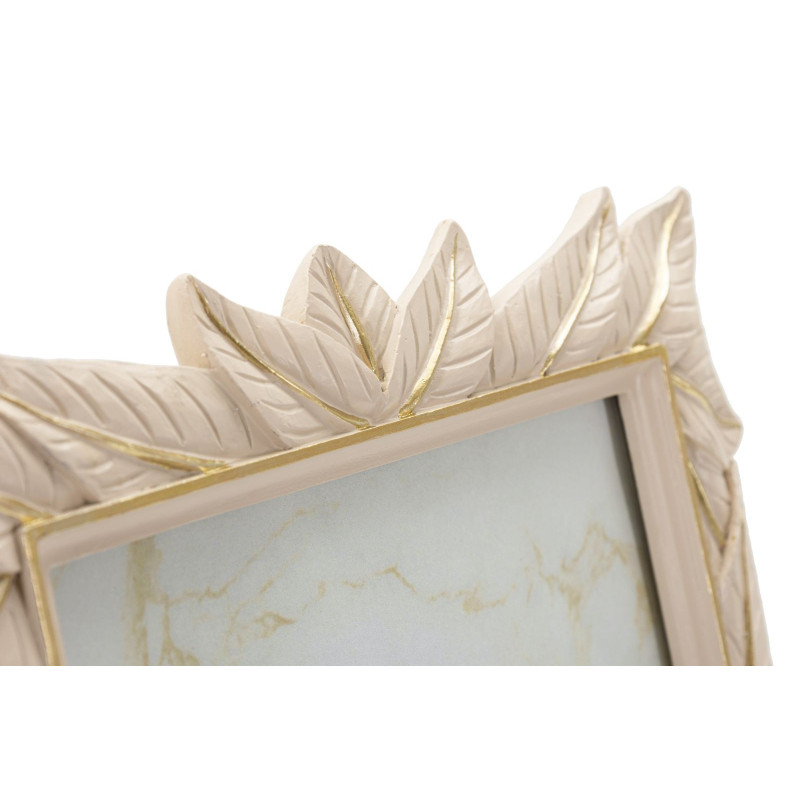 Cadre photo Feuilles style art déco pour photo 15x20 Résine Blanc crème Leaffy 