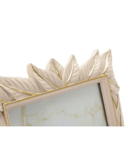 Cadre photo Feuilles style art déco pour photo 15x20 Résine Blanc crème Leaffy 
