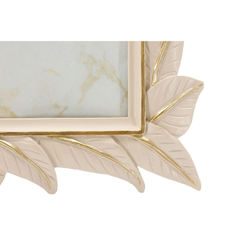 Cadre photo Feuilles style art déco pour photo 15x20 Résine Blanc crème Leaffy 