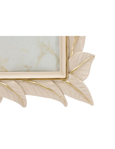 Cadre photo Feuilles style art déco pour photo 15x20 Résine Blanc crème Leaffy 