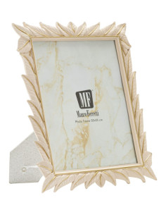 Grand Cadre photo Feuilles style art déco pour photo 20x25 Résine Blanc crème Leaffy 