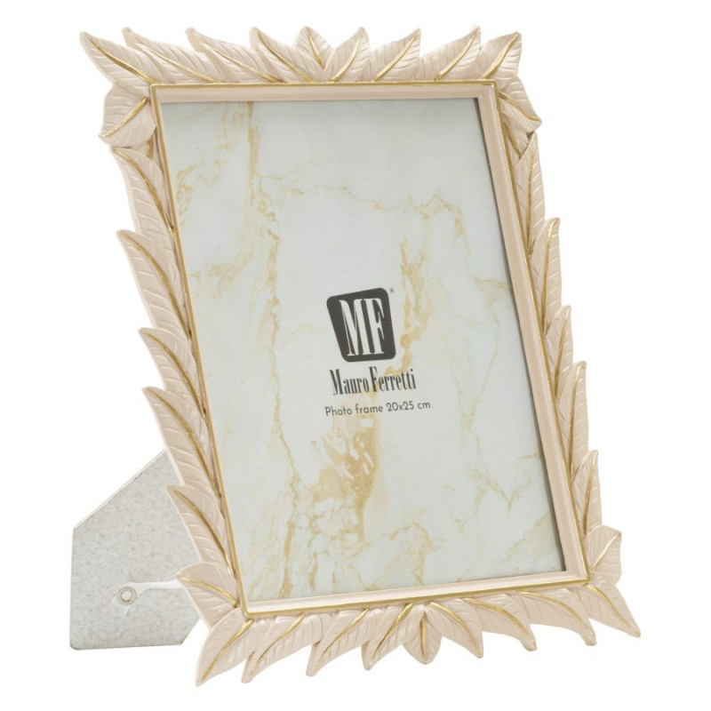 Grand Cadre photo Feuilles style art déco pour photo 20x25 Résine Blanc crème Leaffy 