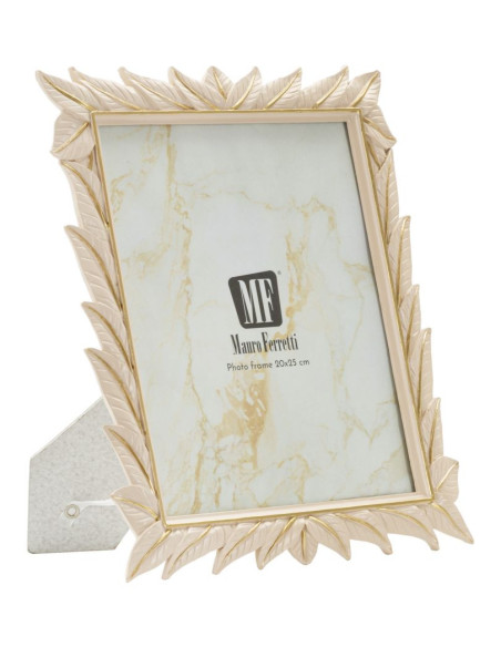 Grand Cadre photo Feuilles style art déco pour photo 20x25 Résine Blanc crème Leaffy 