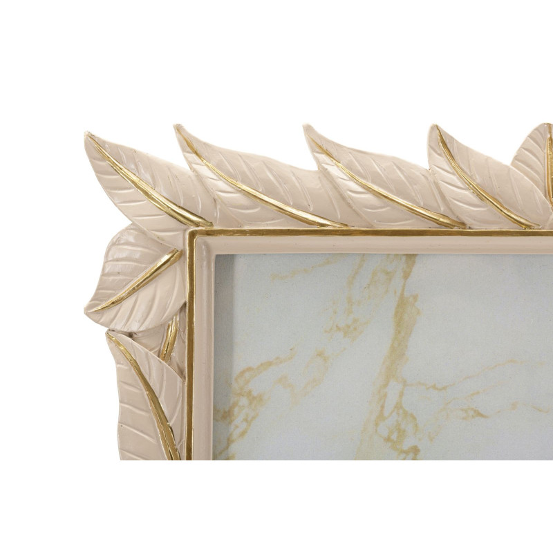 Grand Cadre photo Feuilles style art déco pour photo 20x25 Résine Blanc crème Leaffy 