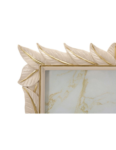 Grand Cadre photo Feuilles style art déco pour photo 20x25 Résine Blanc crème Leaffy 