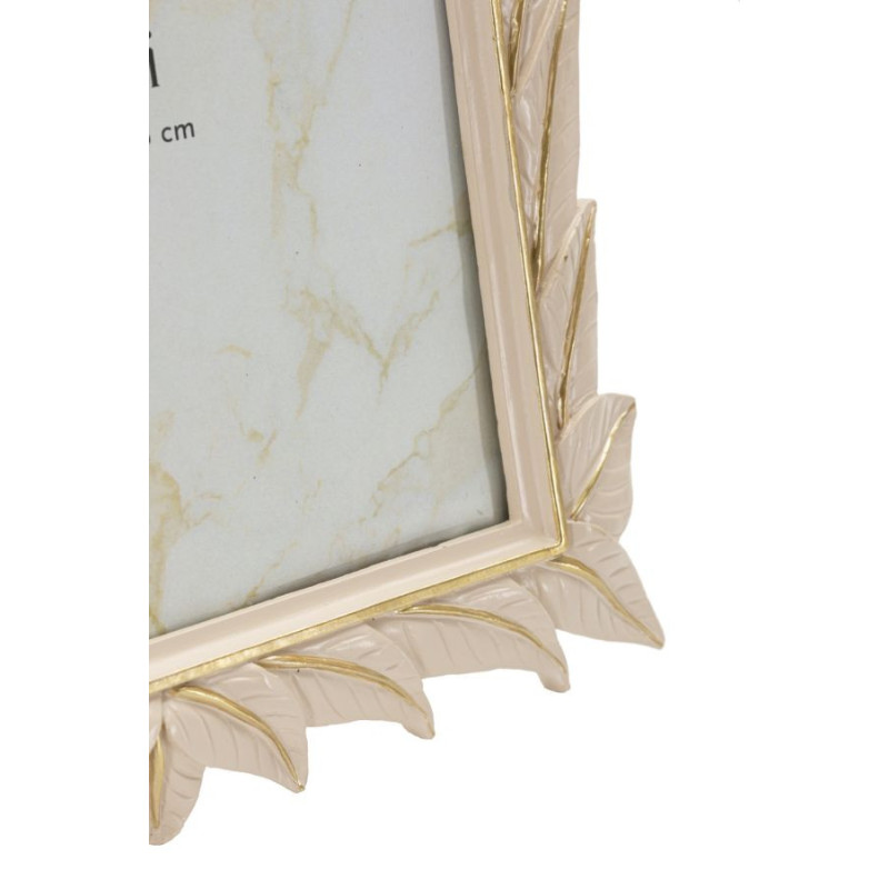 Grand Cadre photo Feuilles style art déco pour photo 20x25 Résine Blanc crème Leaffy 
