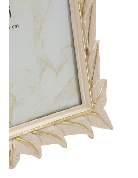 Grand Cadre photo Feuilles style art déco pour photo 20x25 Résine Blanc crème Leaffy 