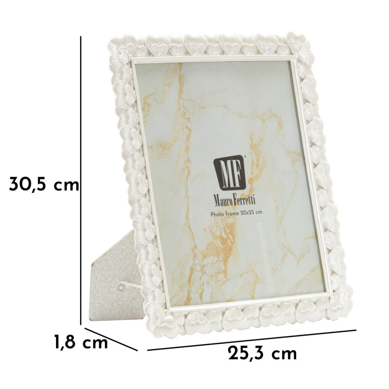 Grand Cadre photo romantique Coeurs pour photo 20x25 Résine Argenté Hearty 