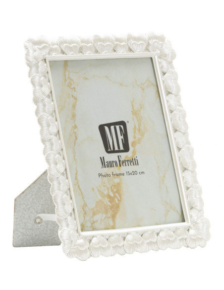 Cadre photo romantique Coeurs pour photo 15x20 Résine Argenté Hearty 