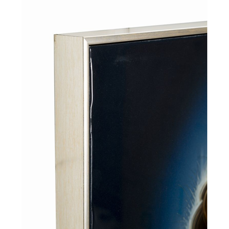 Grande toile murale peinte Femme dos bijoux fleurs blanches 72x102 avec cadre argenté Isabel 