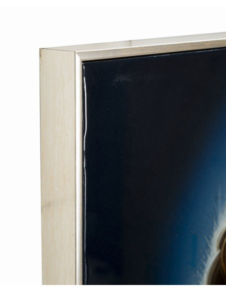 Grande toile murale peinte Femme dos bijoux fleurs blanches 72x102 avec cadre argenté Isabel 