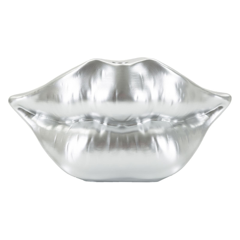 Vase moderne chic Bouche Résine Argenté Lip 
