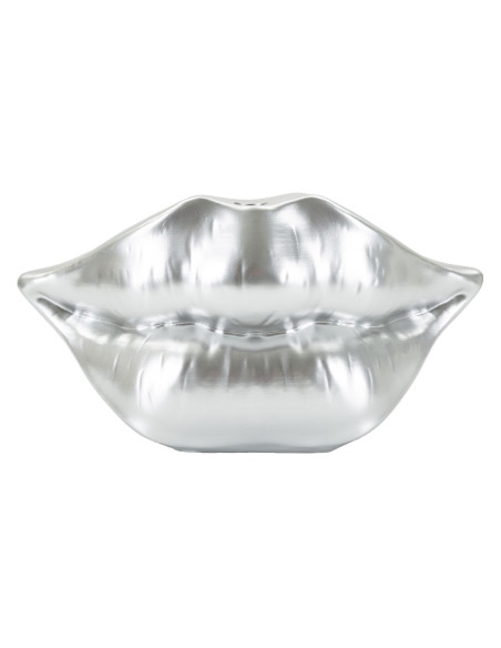 Vase moderne chic Bouche Résine Argenté Lip 