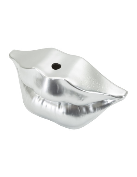 Vase moderne chic Bouche Résine Argenté Lip 