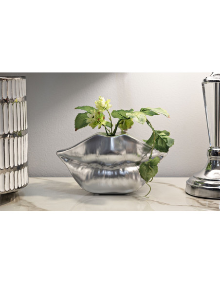 Vase moderne chic Bouche Résine Argenté Lip 