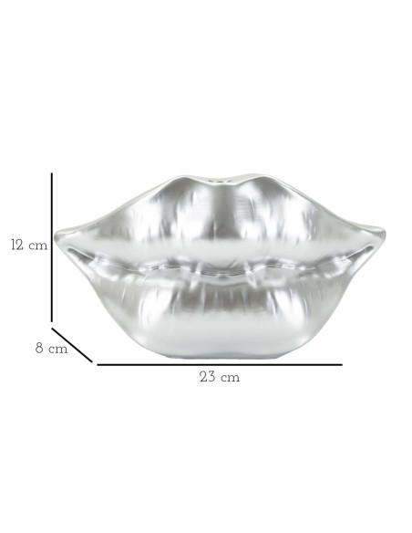 Vase moderne chic Bouche Résine Argenté Lip 