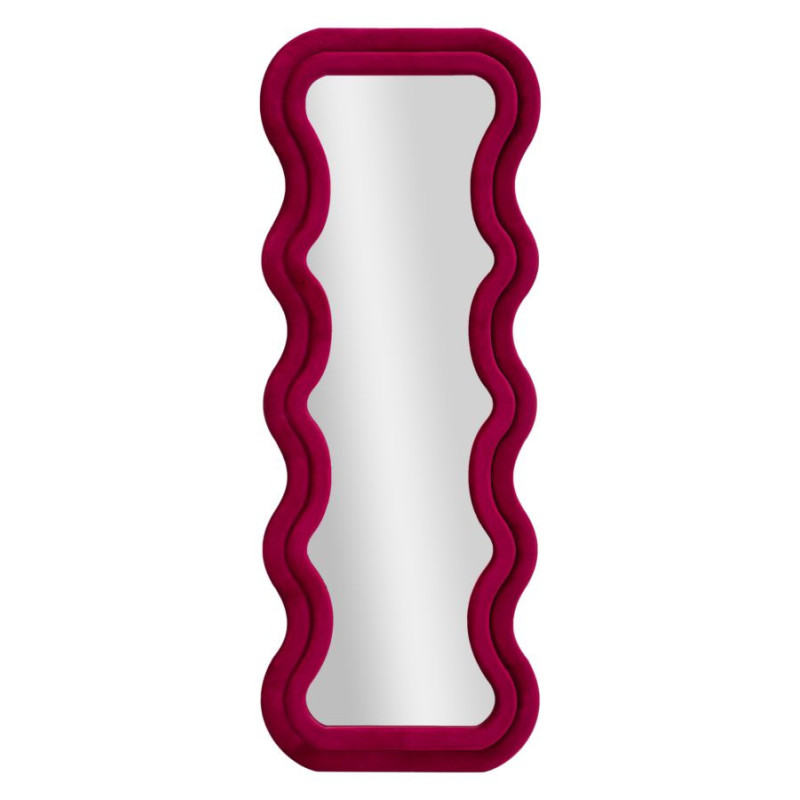 Grand Miroir mural moderne chic Organique 60x160 Velours Rose Fuchsia Bois MDF Emily 