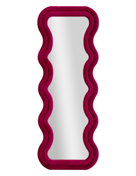 Grand Miroir mural moderne chic Organique 60x160 Velours Rose Fuchsia Bois MDF Emily 