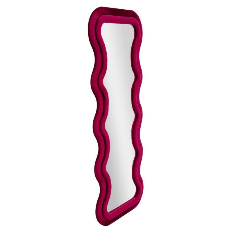 Grand Miroir mural moderne chic Organique 60x160 Velours Rose Fuchsia Bois MDF Emily 