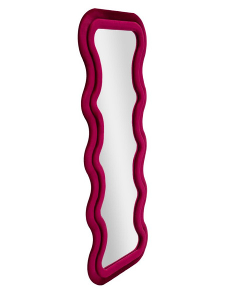 Grand Miroir mural moderne chic Organique 60x160 Velours Rose Fuchsia Bois MDF Emily 