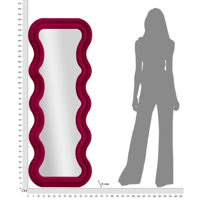 Grand Miroir mural moderne chic Organique 60x160 Velours Rose Fuchsia Bois MDF Emily 