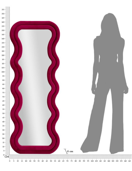 Grand Miroir mural moderne chic Organique 60x160 Velours Rose Fuchsia Bois MDF Emily 