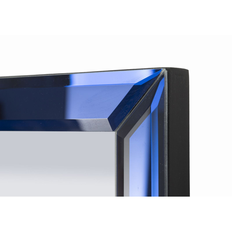 Grand Miroir mural oriental chic Rectangulaire 55x150 Bois MDF Bleu Riyad 