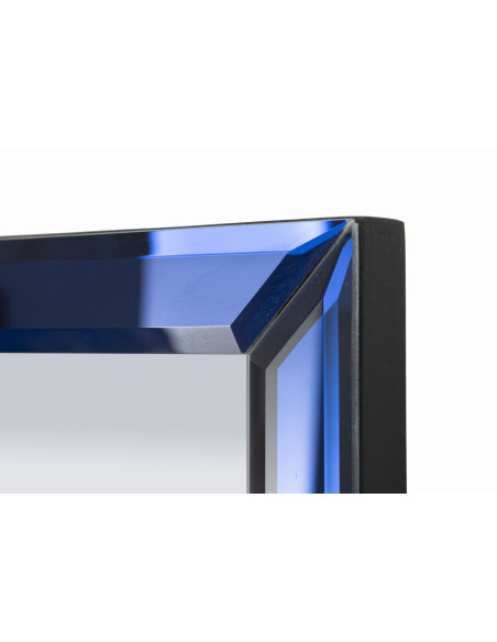 Grand Miroir mural oriental chic Rectangulaire 55x150 Bois MDF Bleu Riyad 