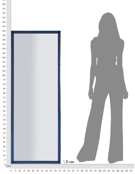 Grand Miroir mural oriental chic Rectangulaire 55x150 Bois MDF Bleu Riyad 