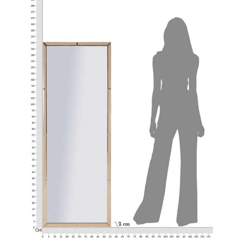 Grand Miroir mural oriental chic Rectangulaire 55x150 Bois MDF Rose Riyad 