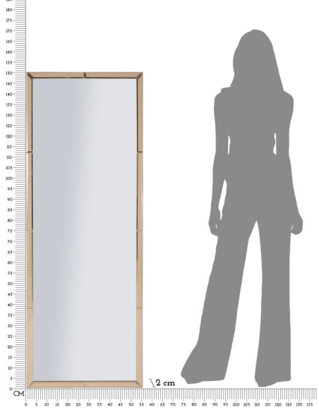 Grand Miroir mural oriental chic Rectangulaire 55x150 Bois MDF Rose Riyad 