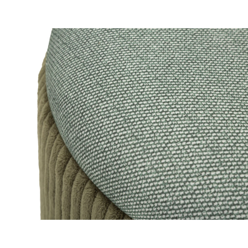 Pouf coffre rangement style art déco Rond Velours côtelé Vert MDF Bolzano (Lot de 2) 