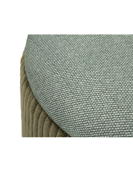 Pouf coffre rangement style art déco Rond Velours côtelé Vert MDF Bolzano (Lot de 2) 