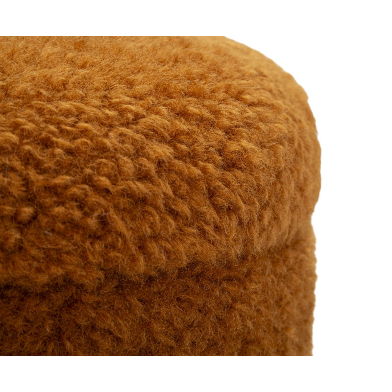 Pouf Bouclette coffre rangement Rond Tissu Terracotta Blanc crème MDF Saint- Moritz (Lot de 2) 
