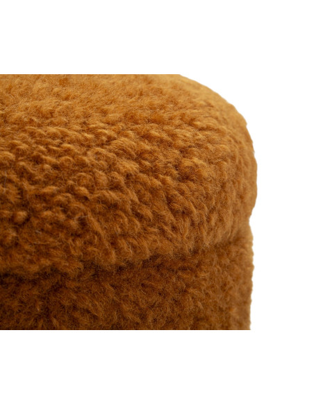 Pouf Bouclette coffre rangement Rond Tissu Terracotta Blanc crème MDF Saint- Moritz (Lot de 2) 