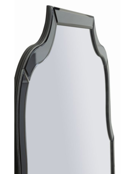 Grand Miroir mural oriental chic Arc 85x100 Bois MDF Gris Ankara 