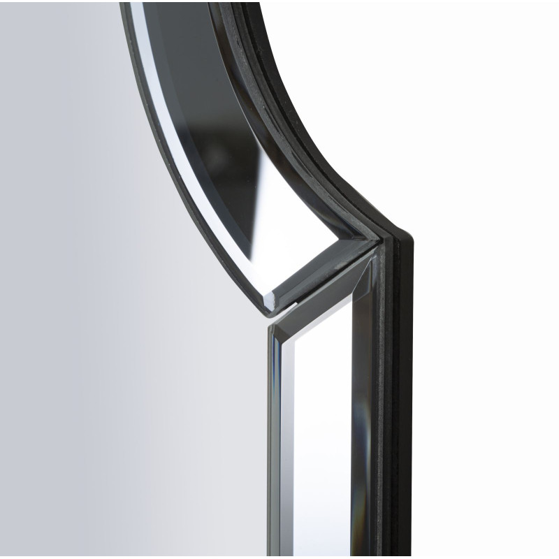 Grand Miroir mural oriental chic Arc 85x100 Bois MDF Gris Ankara 