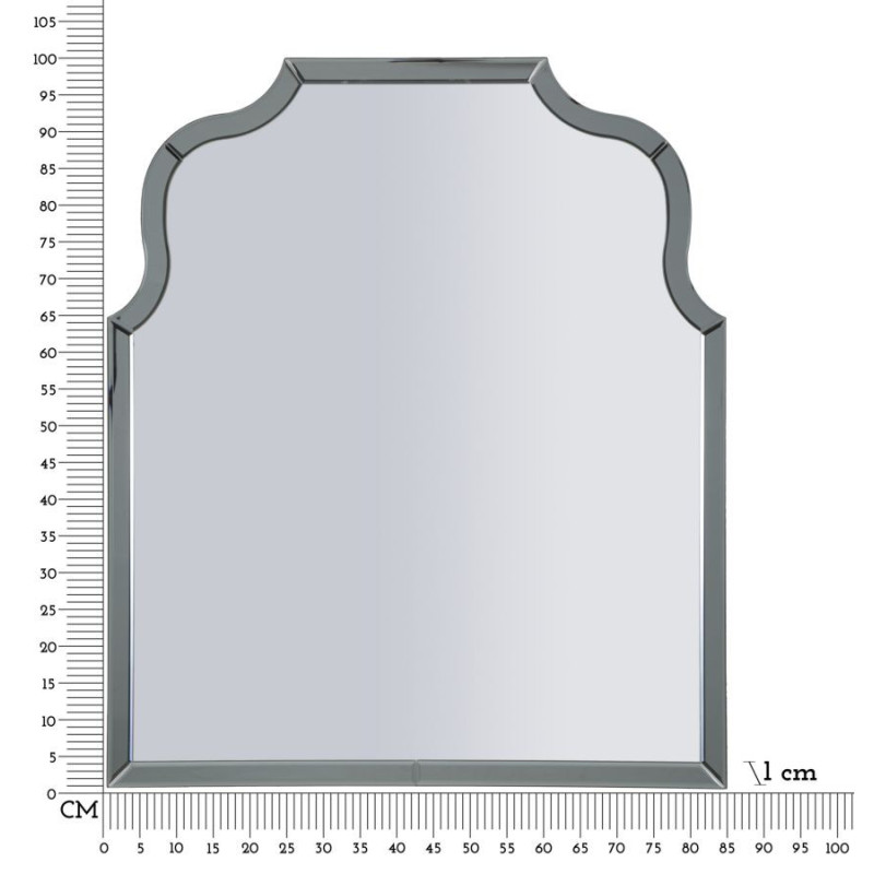 Grand Miroir mural oriental chic Arc 85x100 Bois MDF Gris Ankara 