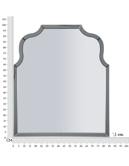 Grand Miroir mural oriental chic Arc 85x100 Bois MDF Gris Ankara 