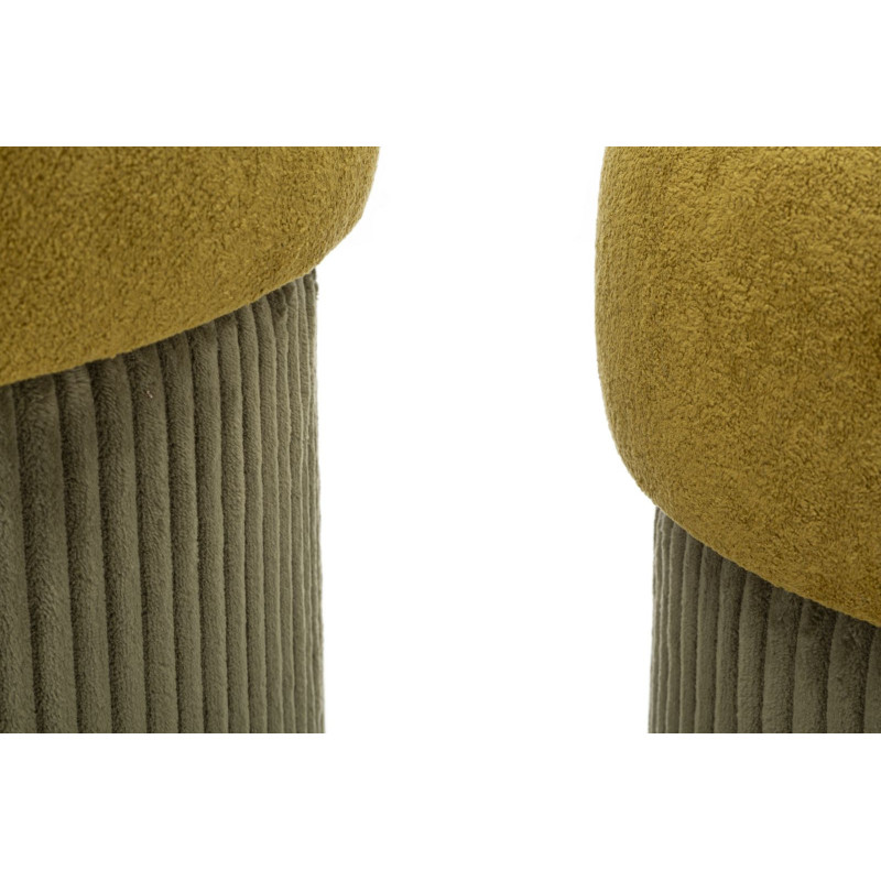 Pouf style art déco Rond avec coffre de rangement Velours côtelé Vert MDF Aspen (Lot de 2) 