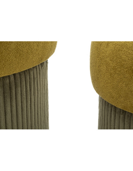 Pouf style art déco Rond avec coffre de rangement Velours côtelé Vert MDF Aspen (Lot de 2) 
