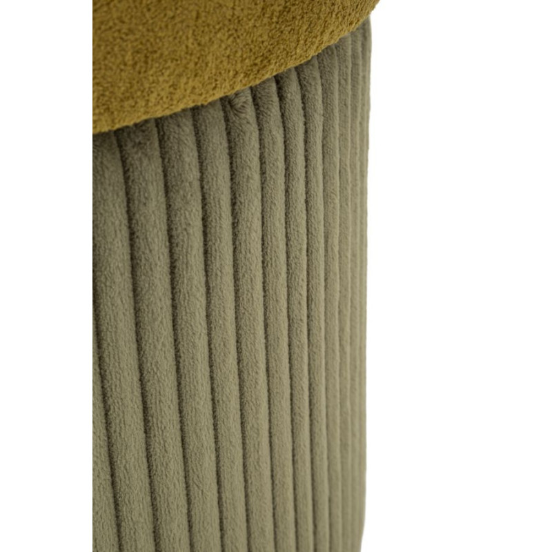 Pouf style art déco Rond avec coffre de rangement Velours côtelé Vert MDF Aspen (Lot de 2) 