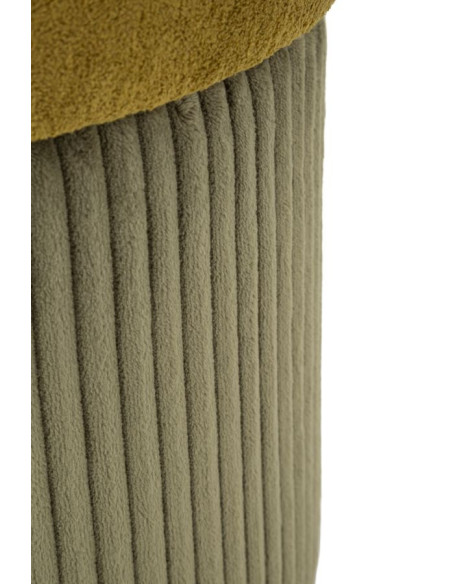 Pouf style art déco Rond avec coffre de rangement Velours côtelé Vert MDF Aspen (Lot de 2) 