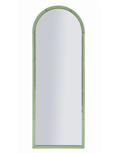 Grand Miroir mural oriental chic Arrondi 55x150 Bois MDF Vert Baku 