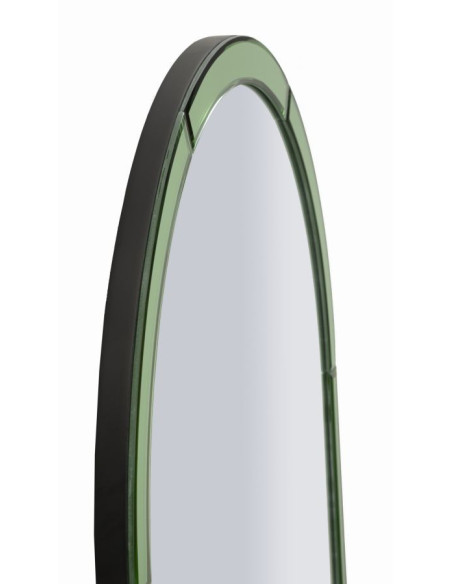 Grand Miroir mural oriental chic Arrondi 55x150 Bois MDF Vert Baku 
